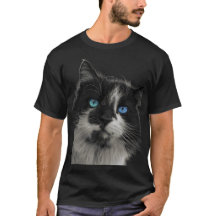 Azure Soul 黒猫の青い目 Tシャツ