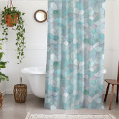 Azure Verdigris Mosaic シャワーカーテン
