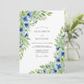 Azure Vibrant Floral Wedding 招待状 (スタンド正面)