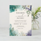 Azure Water Color Botanical 結婚's 招待状 (スタンド正面)