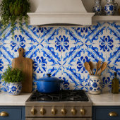 Azure Waves Watercolor Blue Ornamental Mosaic タイル