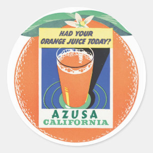 Azusa Californiaは今日オレンジジュースを飲んだ ラウンドシール