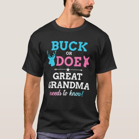 Bに一致する性別のBuckまたはDoe素晴らし祖母を明らかにする Tシャツ (正面)