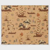 Bに茶色のキノコを持つシームレスなヴィンテージパターン ラッピングペーパー (フラット)