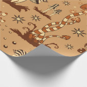Bに茶色のキノコを持つシームレスなヴィンテージパターン ラッピングペーパー (角)