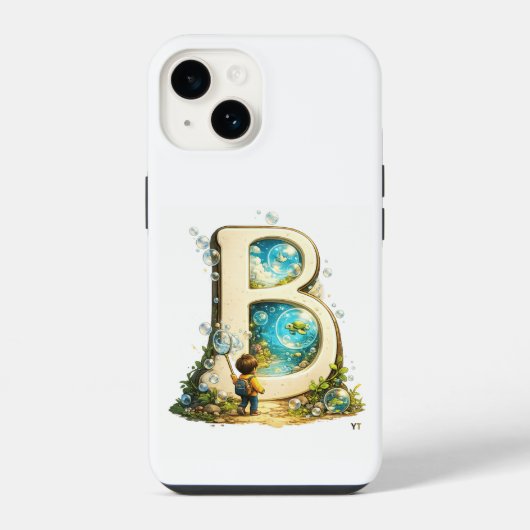 Bのイニシャル | 水彩アルファベットギフト iPhoneケース (裏面)