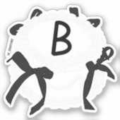 Bのイニシャル 黒と白のヴィンテージリボンケーキ シール (正面)