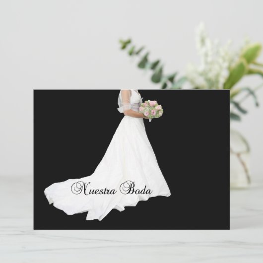 bのスペインのな結婚式招待状の白い花嫁の服 招待状 (スタンド正面)