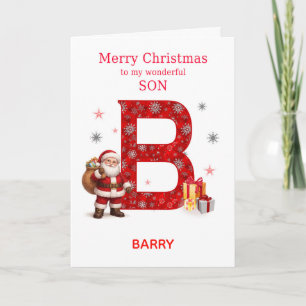 Bの名前入りサンタのクリスマスカード シーズンカード