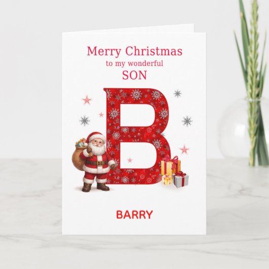 Bの名前入りサンタのクリスマスカード シーズンカード (正面)