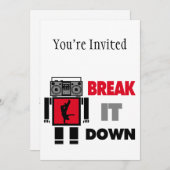 Bの男の子のBoomboxのロボット壊れ目それ 招待状 (正面/裏面)