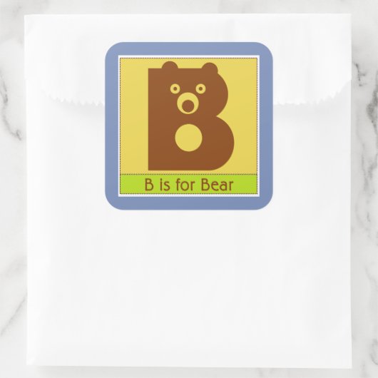 Bはクマの動物のアルファベット用子供へ スクエアシール (バッグ)