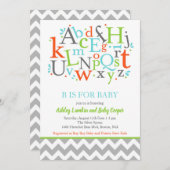 Bはベビーアルファベビーシャワー招待状用 招待状 (正面/裏面)