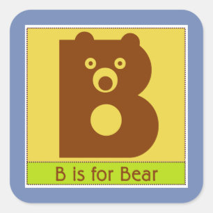 Bは子供へくまの動物のアルファベットのためです スクエアシール