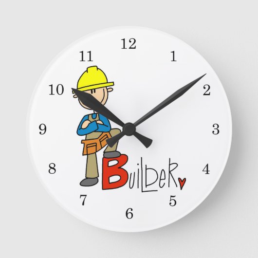 Bは建設業者(B is for Builder)の意味 ラウンド壁時計 (正面)