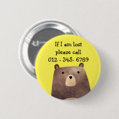 Bは熊の子の緊急事態連絡用 缶バッジ (正面&裏面)