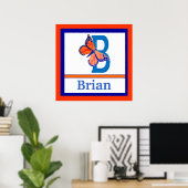 Bは蝶とボーイネームのウォールアート用子供へ ポスター (ホームオフィス)