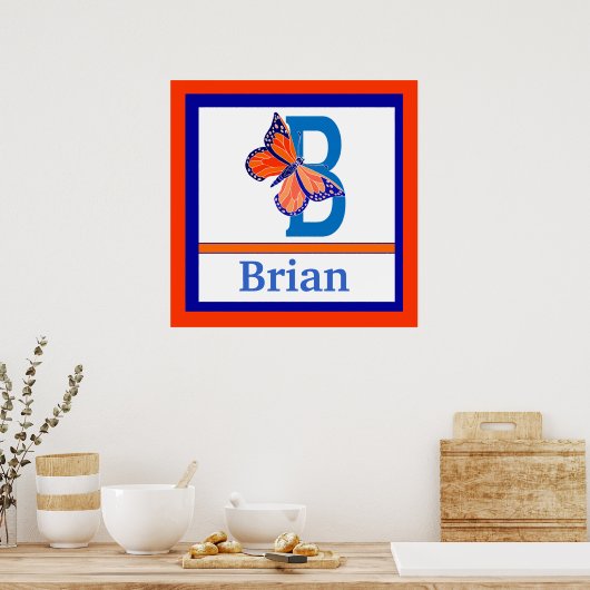 Bは蝶とボーイネームのウォールアート用子供へ ポスター (キッチン)