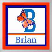 Bは蝶とボーイネームのウォールアート用子供へ ポスター (正面)