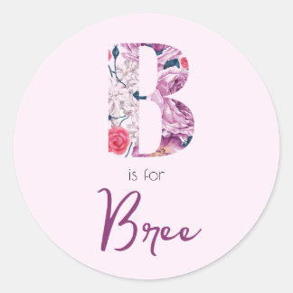 BはBree Stickers Baby Girl Pink Name Reveal用 ラウンドシール