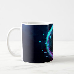 Bを伴うSyntwave VAレトロウェーブグリッチサークル コーヒーマグカップ