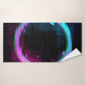 Bを伴うSyntwave VAレトロウェーブグリッチサークル バスタオル (バスタオル)