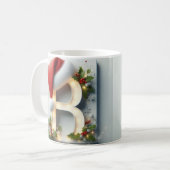 Bイニシャルクリスマスマグ - お祭り的なレター デザイン コーヒーマグカップ (正面左)