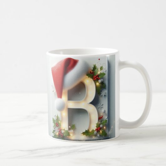 Bイニシャルクリスマスマグ - お祭り的なレター デザイン コーヒーマグカップ (右)