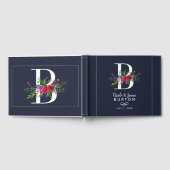 Bイニシャルモノグラムフラワーズ名入れウェディング ゲストブック (全面)