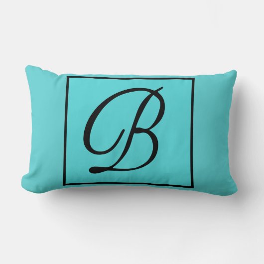 BイニシャルPILLOW - Letter B on Aqua Background ランバークッション (正面)