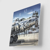 Bクラシック-17 Wwii爆撃機 スクエア壁時計 (傾斜)