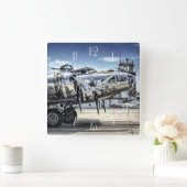 Bクラシック-17 Wwii爆撃機 スクエア壁時計 (ホーム)