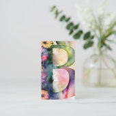 Bデイジーモノグラムのフローラ水彩QRコードロゴ 名刺 (スタンド正面)