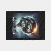 Bフィッシュ太陽のエクリプス2024年4月8日 フリースブランケット (正面(横))