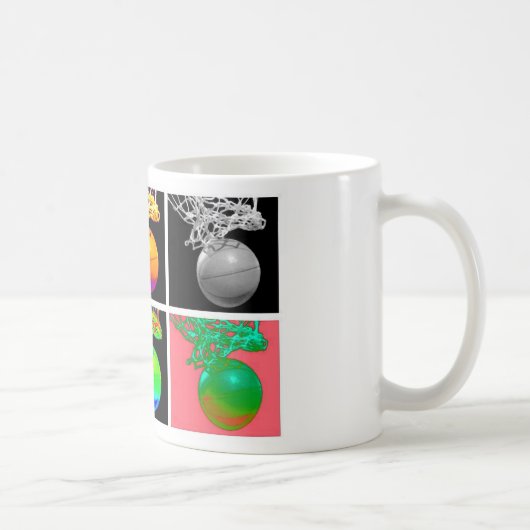 Bボールのバスケットボールバスケのポップアート コーヒーマグカップ (右)