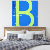 Bモノグラムイニシャルバーバルミツワーサインインボード キャンバスプリント (インサイチュ (寝室))
