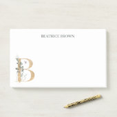 Bモノグラムパーソナライズされたフローラポストイットノート ポストイット (デスク)