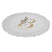 Bモノグラムパーソナライズされたフローラ カッティングボード (角)