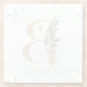 Bモノグラムパーソナライズされたフローラ ガラスコースター (裏面)