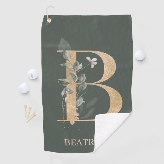 Bモノグラムパーソナライズされたフローラ ゴルフタオル (インサイチュ)