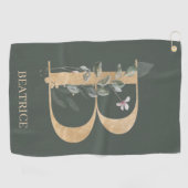 Bモノグラムパーソナライズされたフローラ ゴルフタオル (横)