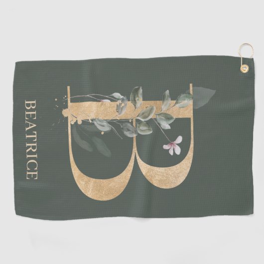 Bモノグラムパーソナライズされたフローラ ゴルフタオル (横)
