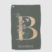 Bモノグラムパーソナライズされたフローラ ゴルフタオル (正面)