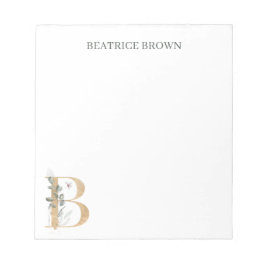 Bモノグラムパーソナライズされたフローラ ノートパッド