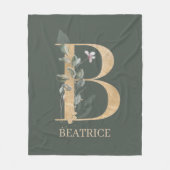 Bモノグラムパーソナライズされたフローラ フリースブランケット (正面)