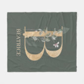 Bモノグラムパーソナライズされたフローラ フリースブランケット (正面(横))