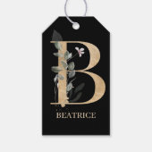 Bモノグラムフローラパーソナライズされたギフトラベル ギフトタグ (正面)