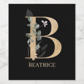 Bモノグラムフローラパーソナライズされたワインラベル ワインラベル (シングルラベル)