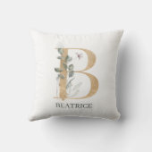 Bモノグラムフローラパーソナライズされた装飾用クッション クッション (裏面)