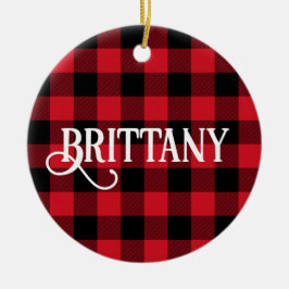 Bモノグラム文字バッファローチェック写真 セラミックオーナメント